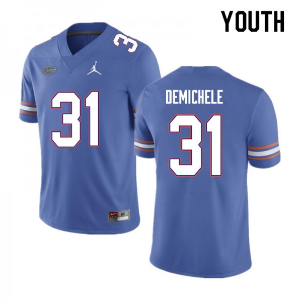 Youth #31 Chase DeMichele Florida Gators College Football Jersey Blue